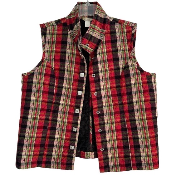 Christopher & Banks Jackets & Blazers - Christopher & Banks Vintage Red Plaid Quilted Vest Waistcoat, Large